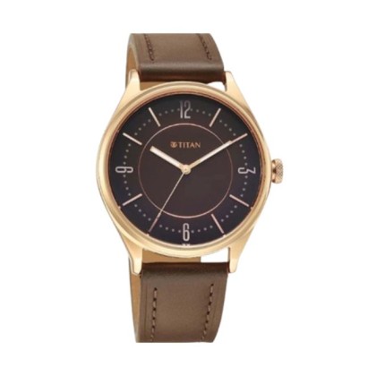 Titan Neo Basic 1802WL03 Brown Dial Leather Strap Quartz Analog Men Watch